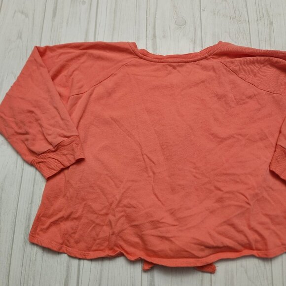 Caslon Coral Orange Petite Large Front Twist Crop Sweater Light Weight - Picture 4 of 5